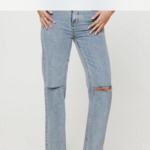 Women's Light Blue Distressed Jeans